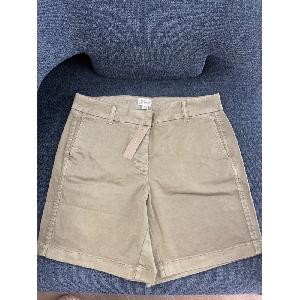 J.Crew Womens Chino Shorts Khaki Tan Cotton Stretch Mid Rise Size‎ 6 NEW